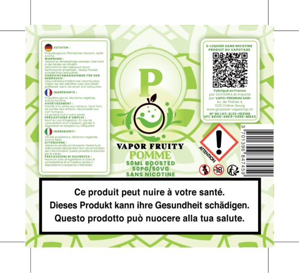 VAPOR FRUITY POMME 50ML
