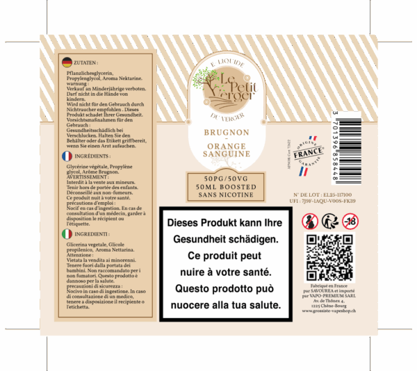 Le Petit Verger Brugnon Orange Sanguine 50ml 0mg