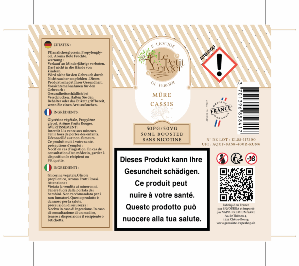 Le Petit Verger Mûre Cassis 50ml 0mg