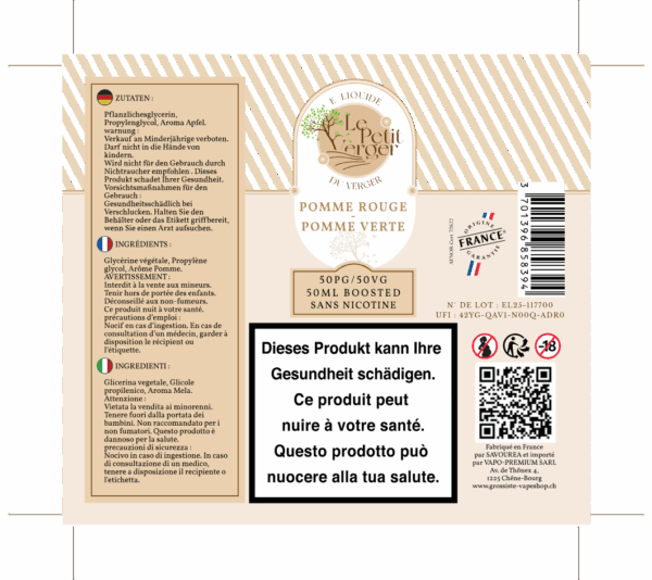 Le Petit Verger Pomme Rouge Pomme Verte 50ml 0mg