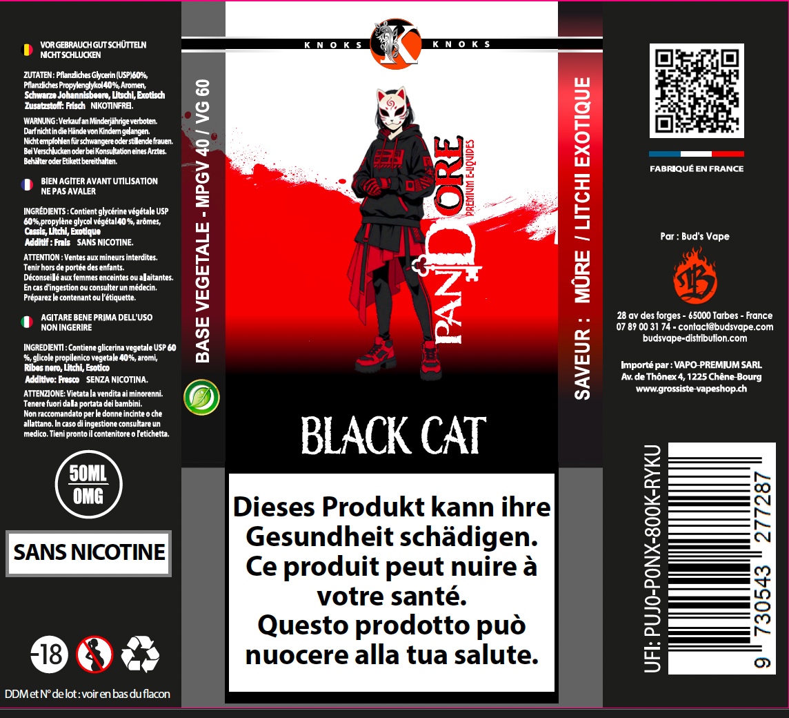 Knoks Pandore black cat 50ml 0mg 2