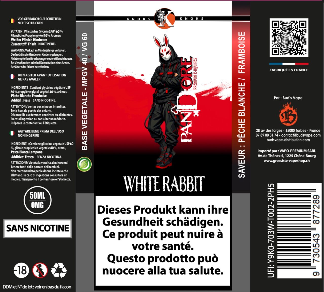 Knoks Pandore white rabbit 50ml 0mg