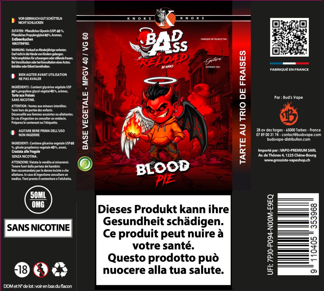 Knoks bad ass reload blood pie 50ml 0mg 2