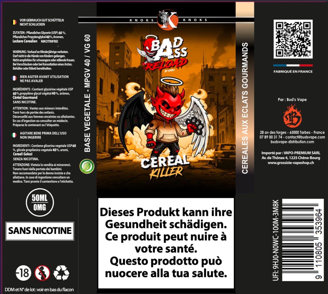 Knoks bad ass reload cereal killer 50ml 0mg 2