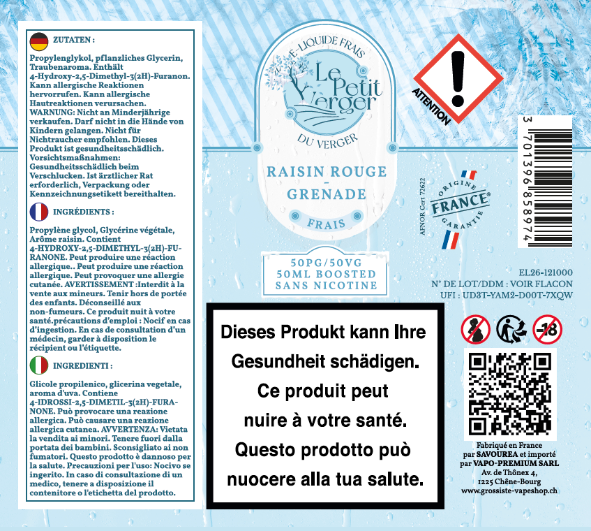 ETIQUETTE RAISIN ROUGE GRENADE